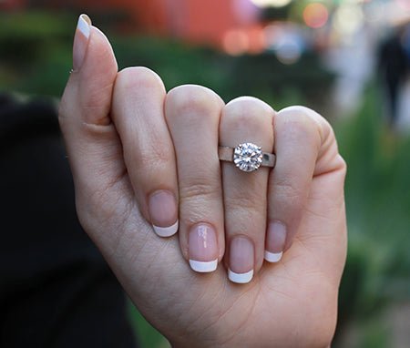 Lavender Round Moissanite Engagement Ring whitegold