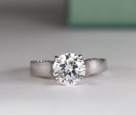 Lavender Round Moissanite Engagement Ring whitegold