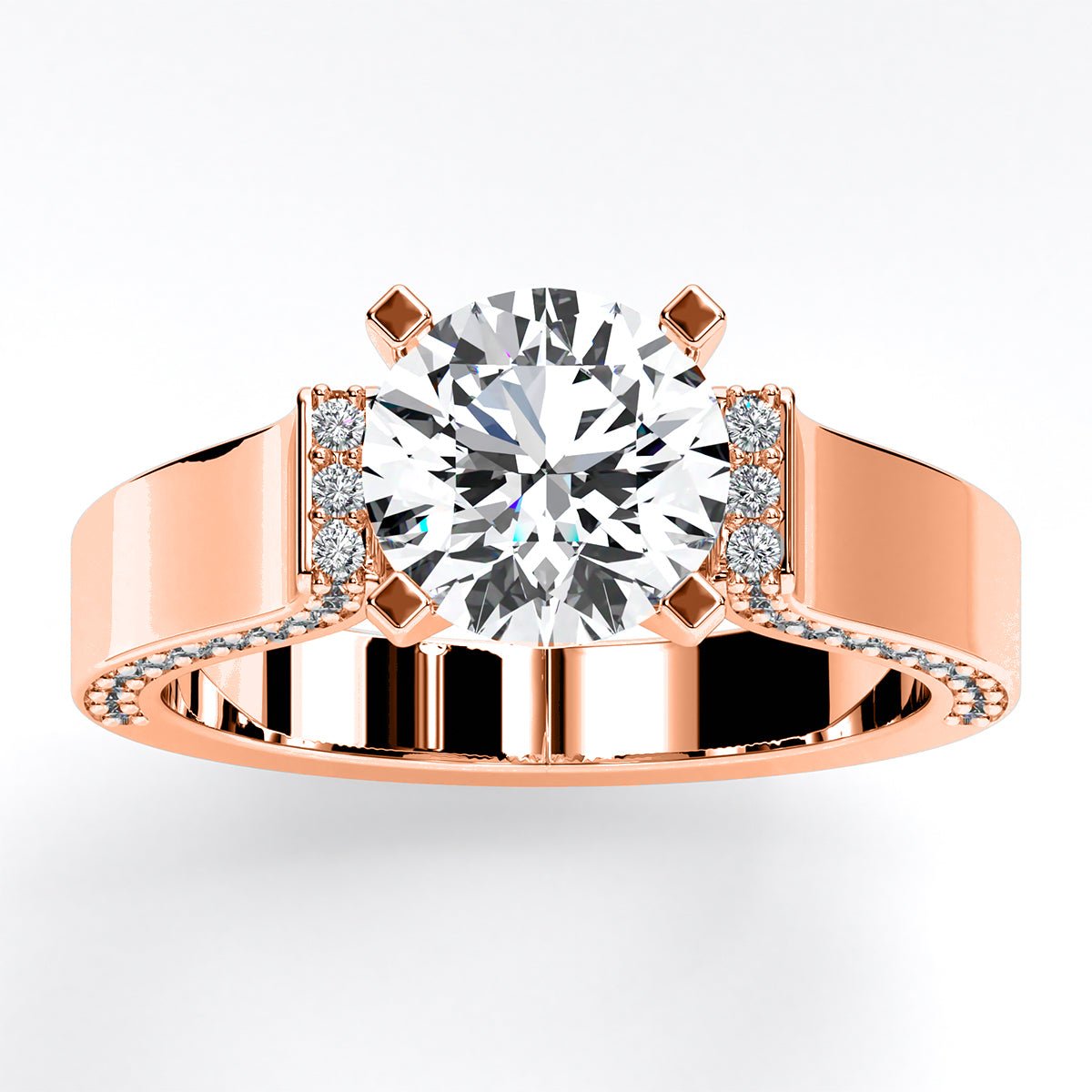 Lavender Round Moissanite Engagement Ring rosegold