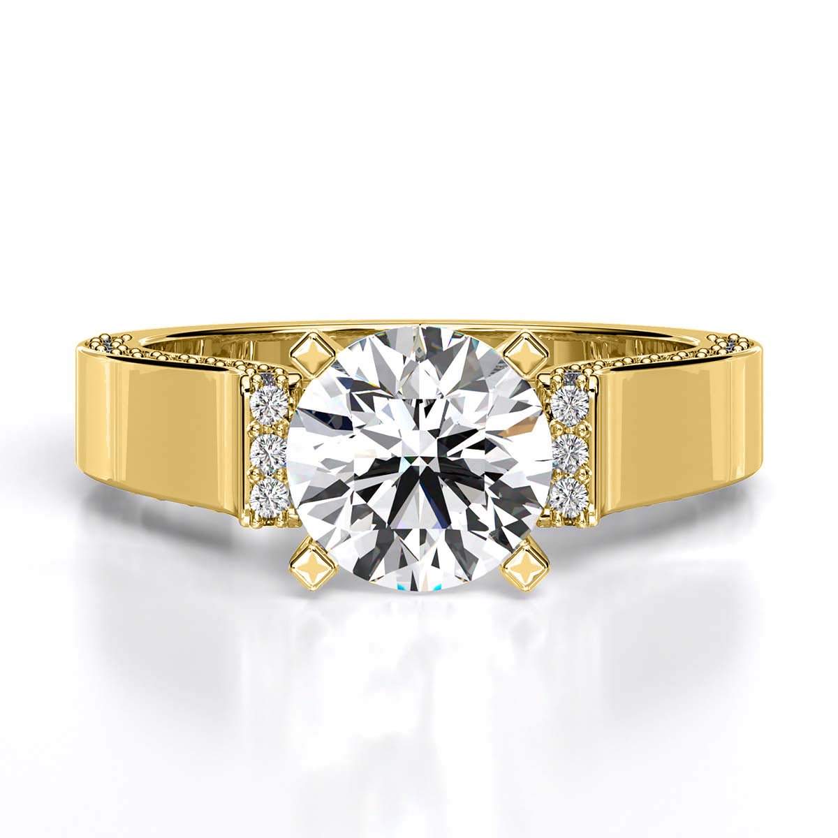 Lavender Round Moissanite Engagement Ring yellowgold