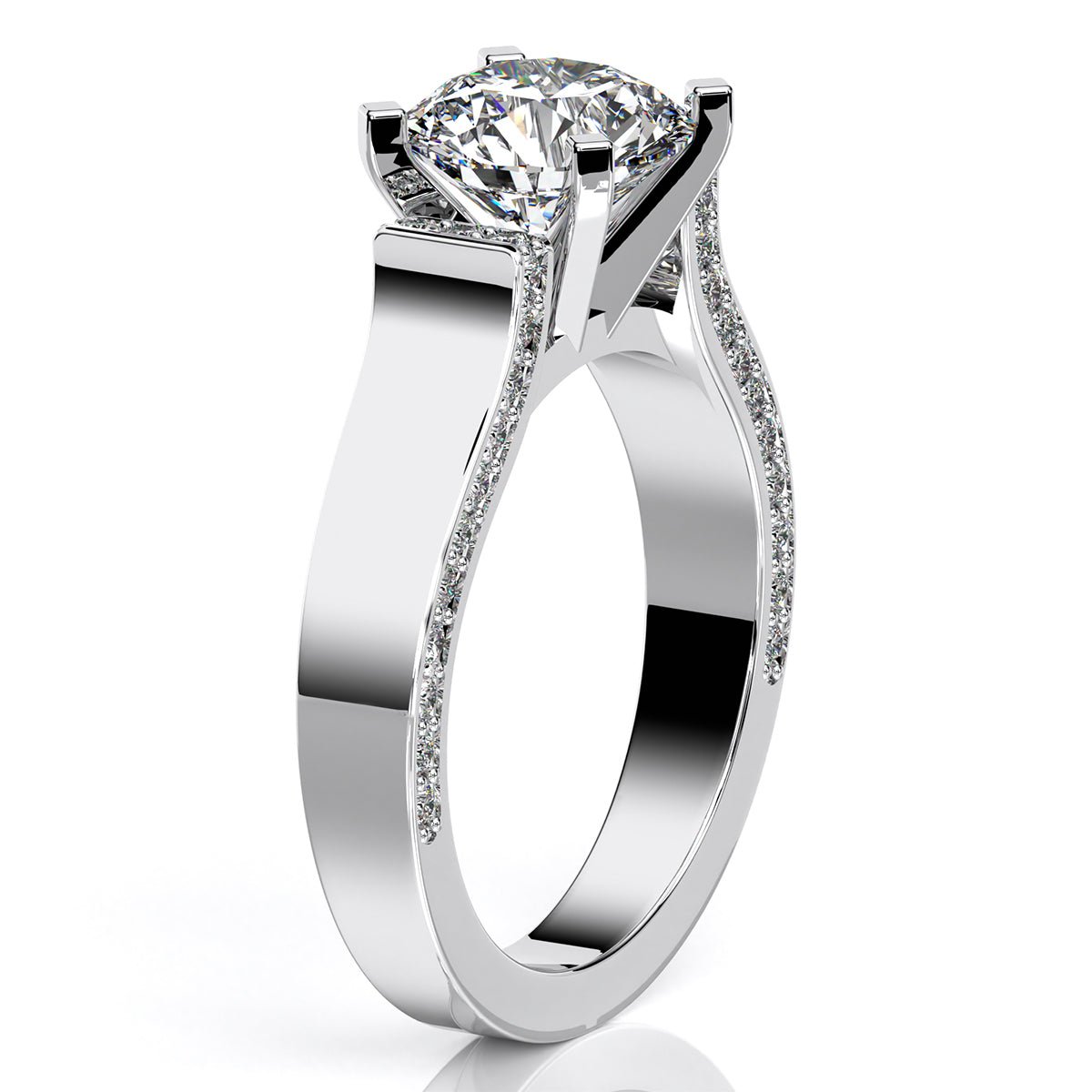 Lavender Round Moissanite Engagement Ring whitegold
