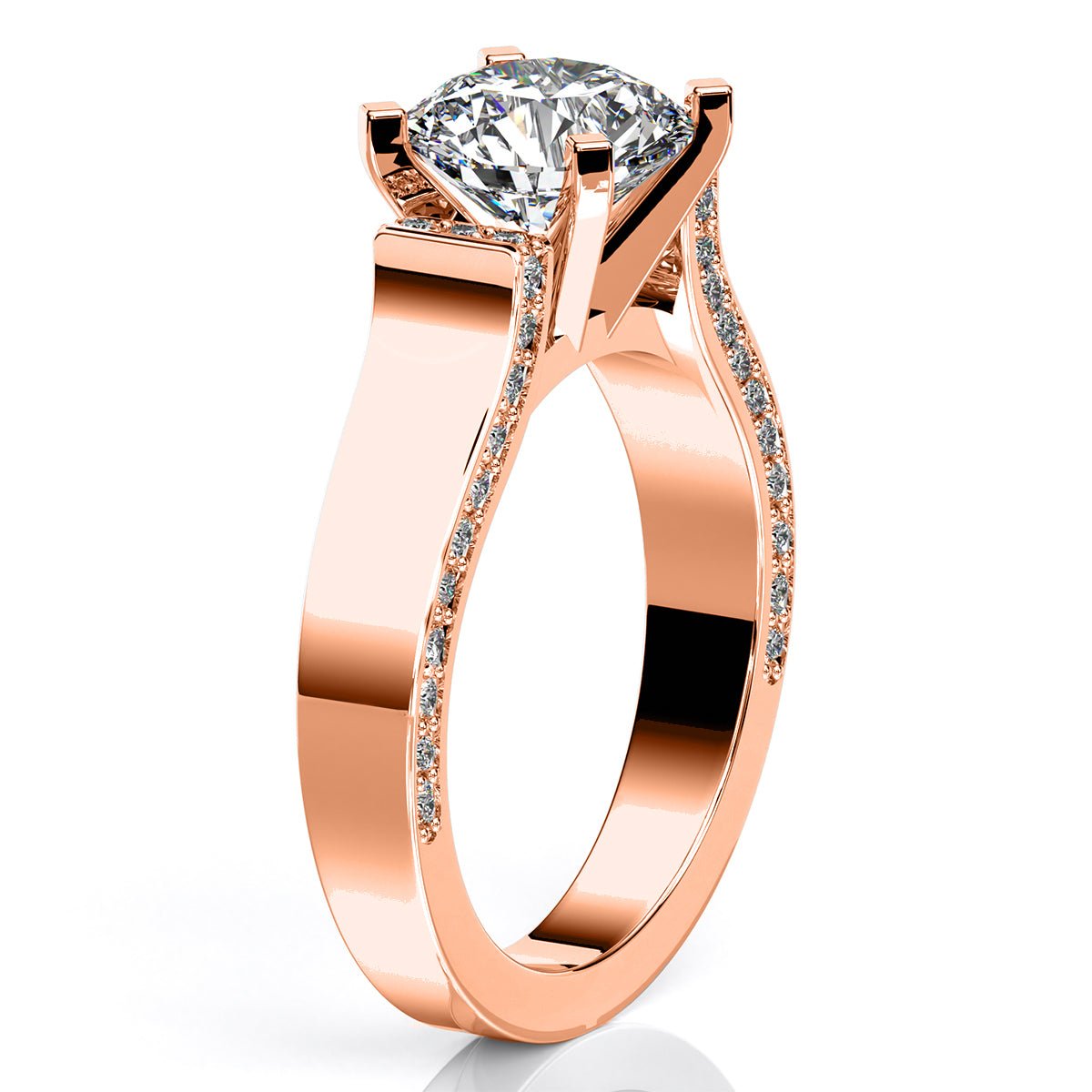 Lavender Round Moissanite Engagement Ring rosegold