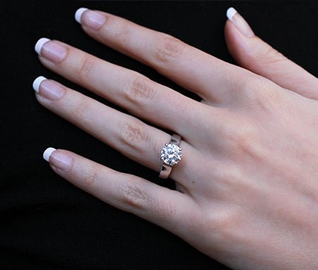 Lavender Round Moissanite Engagement Ring whitegold