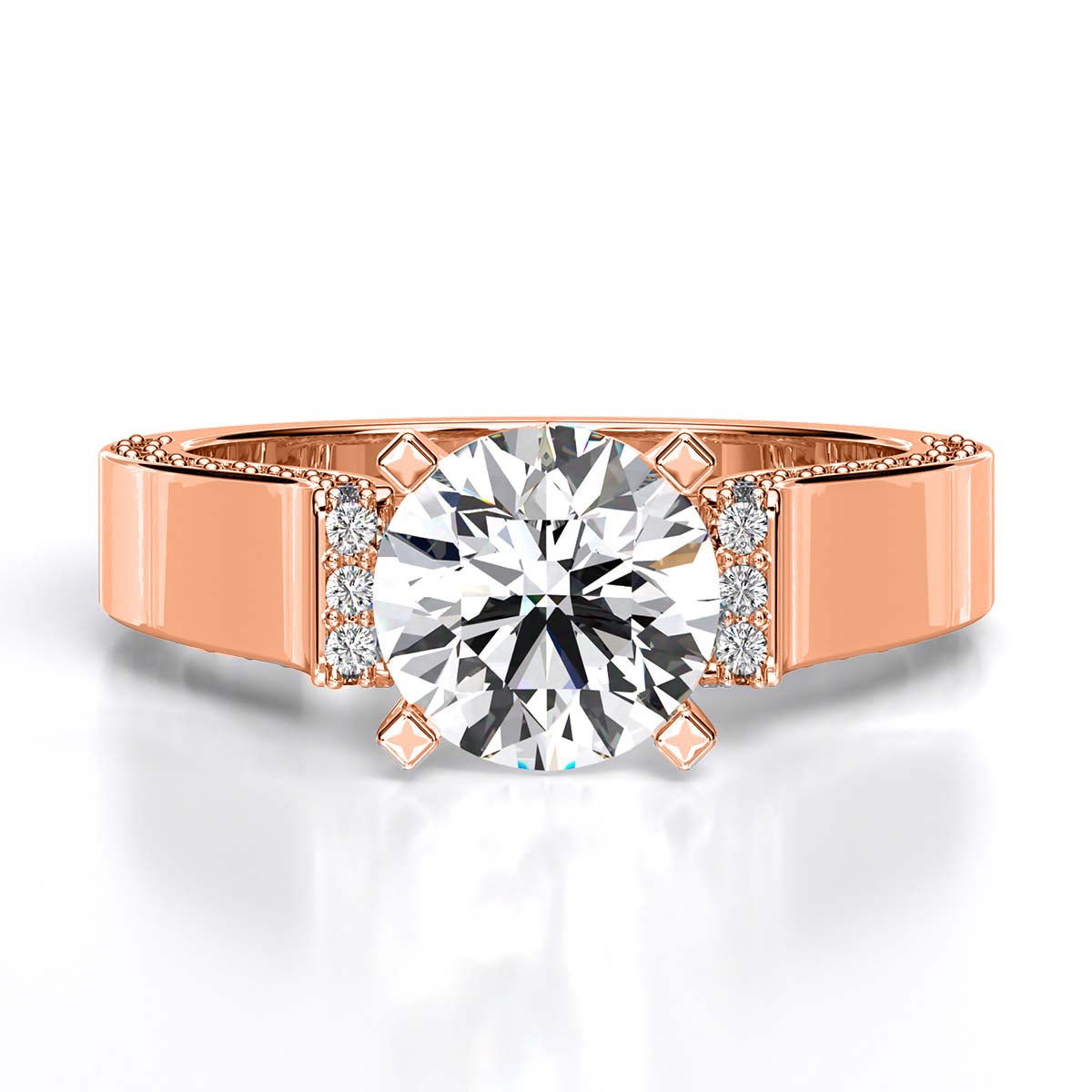 Lavender Round Moissanite Engagement Ring rosegold