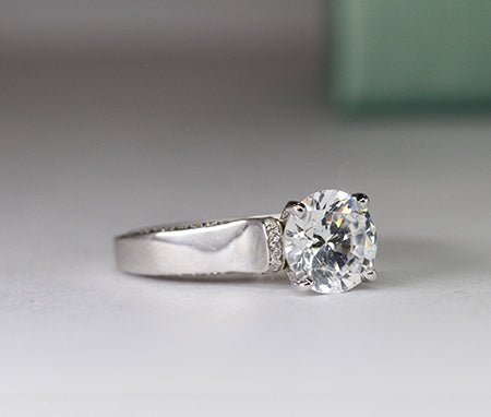 Lavender Round Moissanite Engagement Ring whitegold