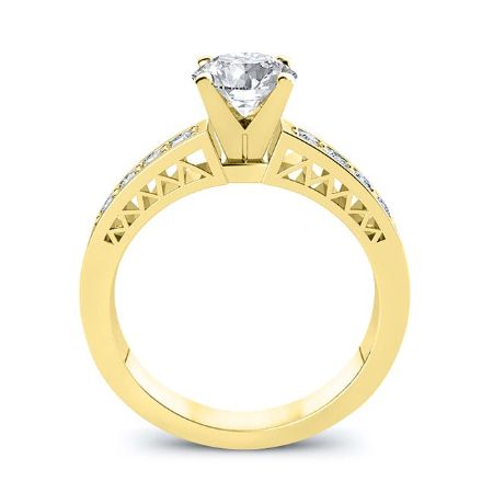 Lotus Round Moissanite Engagement Ring yellowgold