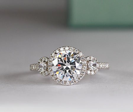 Lunaria Round Moissanite Engagement Ring whitegold