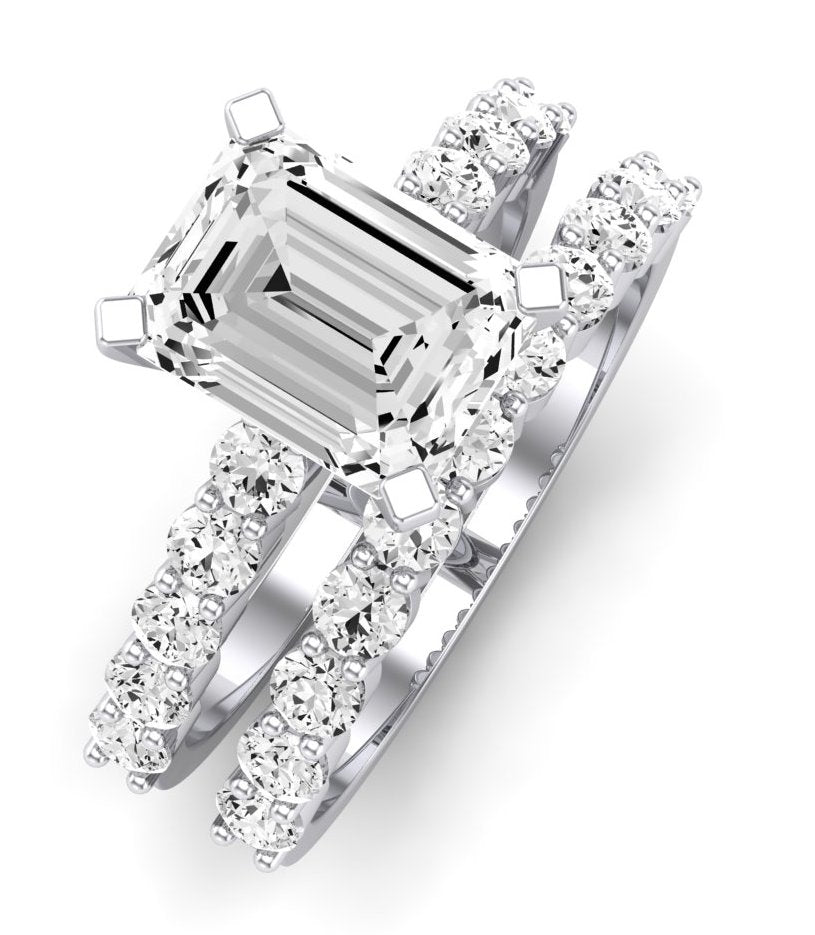 Magnolia Emerald Moissanite Bridal Set whitegold