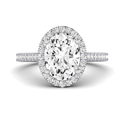 Mallow Moissanite Matching Band Only (does Not Include Engagement Ring) For Ring With Oval Center whitegold