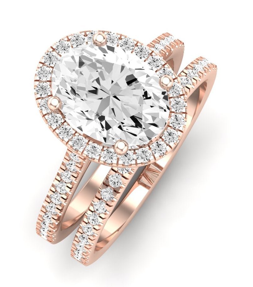 Mallow Moissanite Matching Band Only (does Not Include Engagement Ring) For Ring With Oval Center rosegold