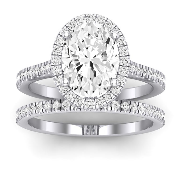 Mallow Moissanite Matching Band Only (does Not Include Engagement Ring) For Ring With Oval Center whitegold
