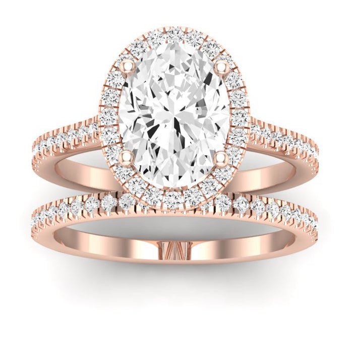Mallow Moissanite Matching Band Only (does Not Include Engagement Ring) For Ring With Oval Center rosegold