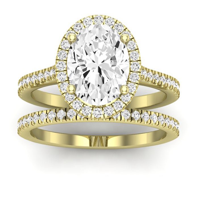 Mallow Moissanite Matching Band Only (does Not Include Engagement Ring) For Ring With Oval Center yellowgold