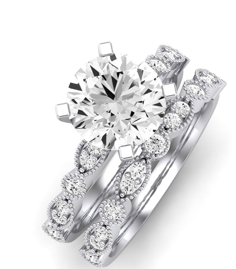 Marigold Diamond Matching Band Only (does Not Include Engagement Ring) For Ring With Round Center whitegold
