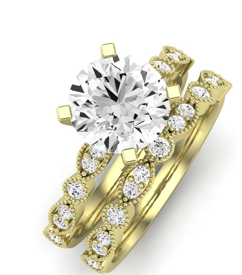 Marigold Diamond Matching Band Only (does Not Include Engagement Ring) For Ring With Round Center yellowgold