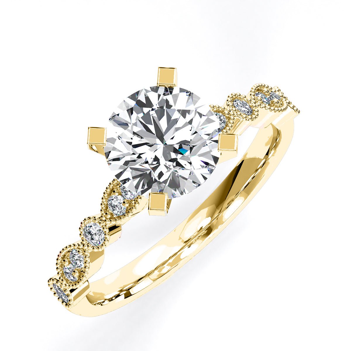 Marigold Round Moissanite Engagement Ring yellowgold