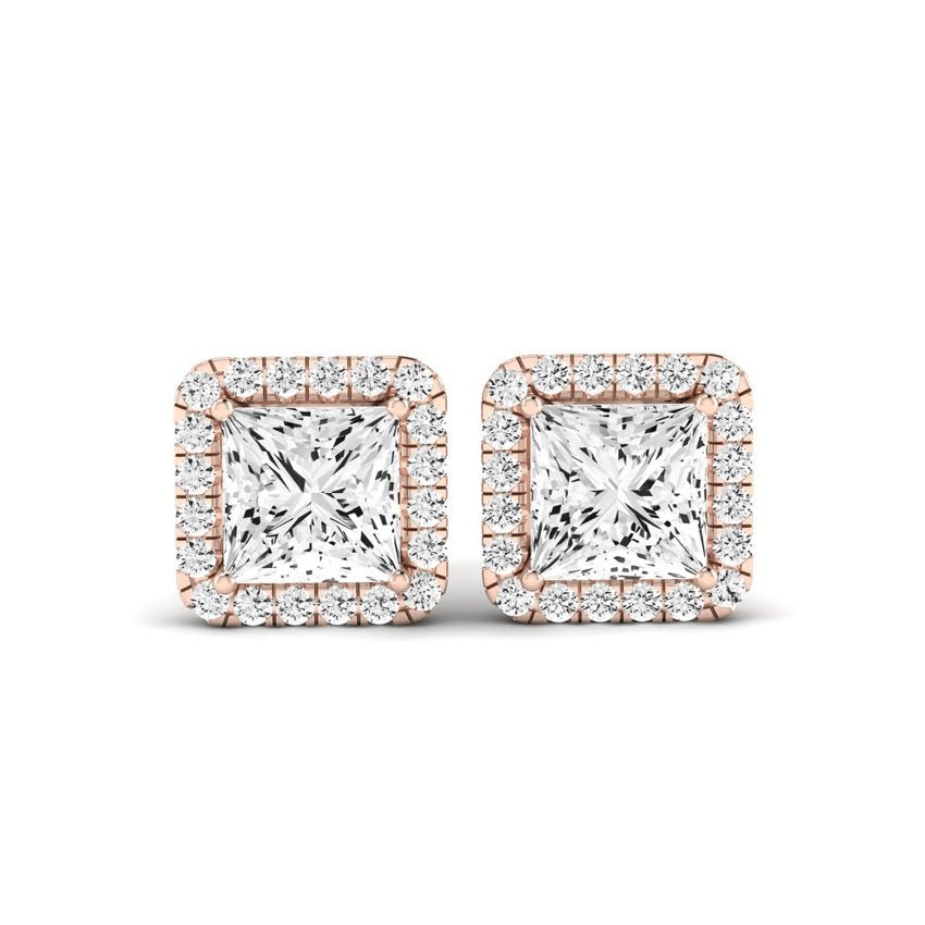 Meadow Oval Cut Lab Diamond Halo Stud Earrings