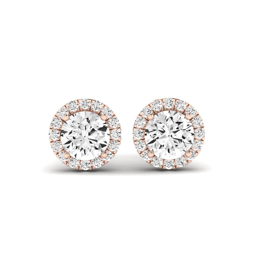 Meadow Princess Cut Diamond Halo Stud Earrings