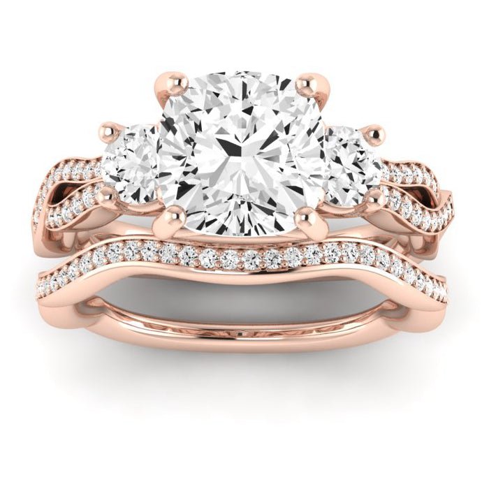 Bottlebrush Moissanite Matching Band Only (does Not Include Engagement Ring) For Ring With Cushion Center rosegold