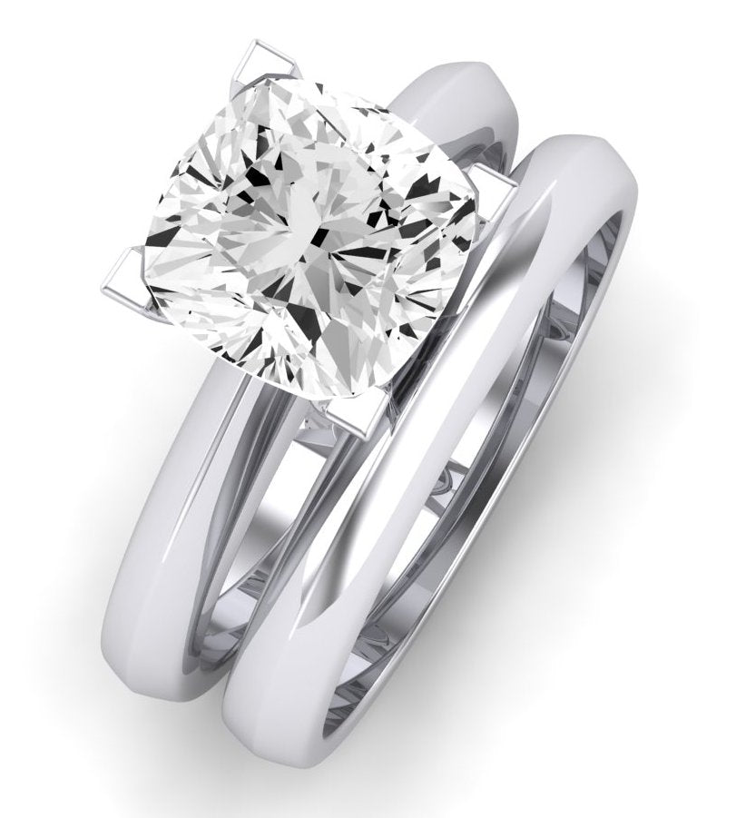 Senna Moissanite Matching Band Only (does Not Include Engagement Ring) For Ring With Cushion Center whitegold