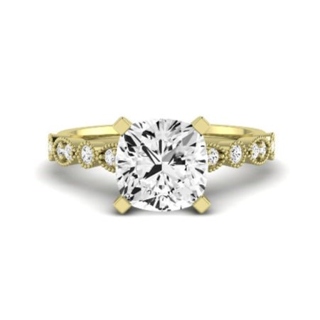 Marigold Moissanite Matching Band Only (does Not Include Engagement Ring) For Ring With Cushion Center yellowgold
