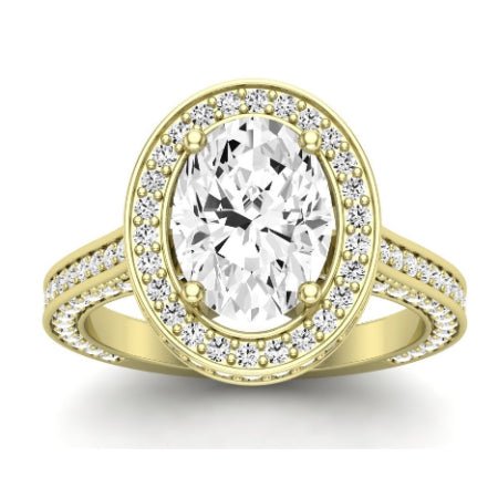 Buttercup Moissanite Matching Band Only (does Not Include Engagement Ring) For Ring With Oval Center yellowgold