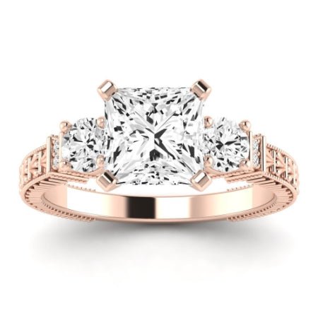 Angelonia Moissanite Matching Band Only (does Not Include Engagement Ring) For Ring With Princess Center rosegold