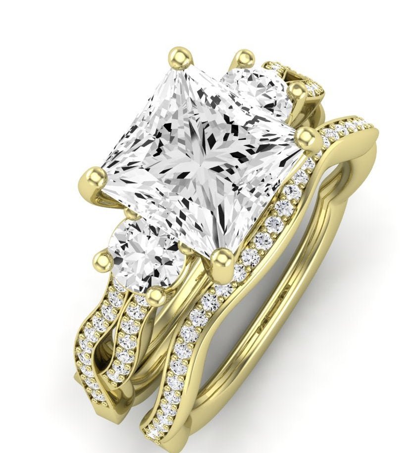 Bottlebrush Moissanite Matching Band Only (does Not Include Engagement Ring) For Ring With Princess Center yellowgold