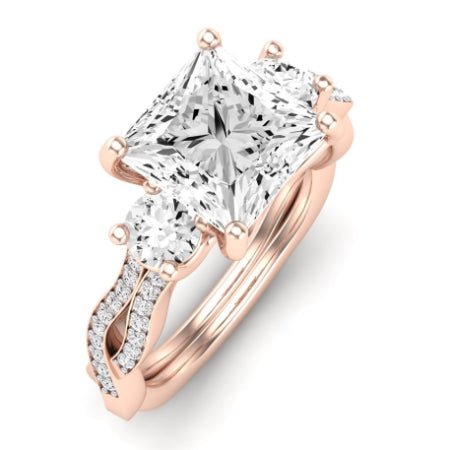 Bottlebrush Moissanite Matching Band Only (does Not Include Engagement Ring) For Ring With Princess Center rosegold