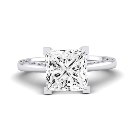 Astilbe Moissanite Matching Band Only (does Not Include Engagement Ring) For Ring With Princess Center whitegold
