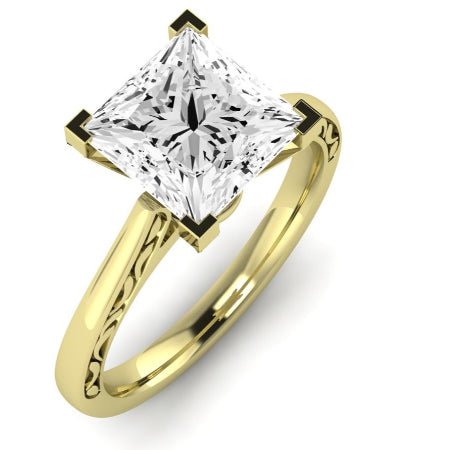 Astilbe Moissanite Matching Band Only (does Not Include Engagement Ring) For Ring With Princess Center yellowgold