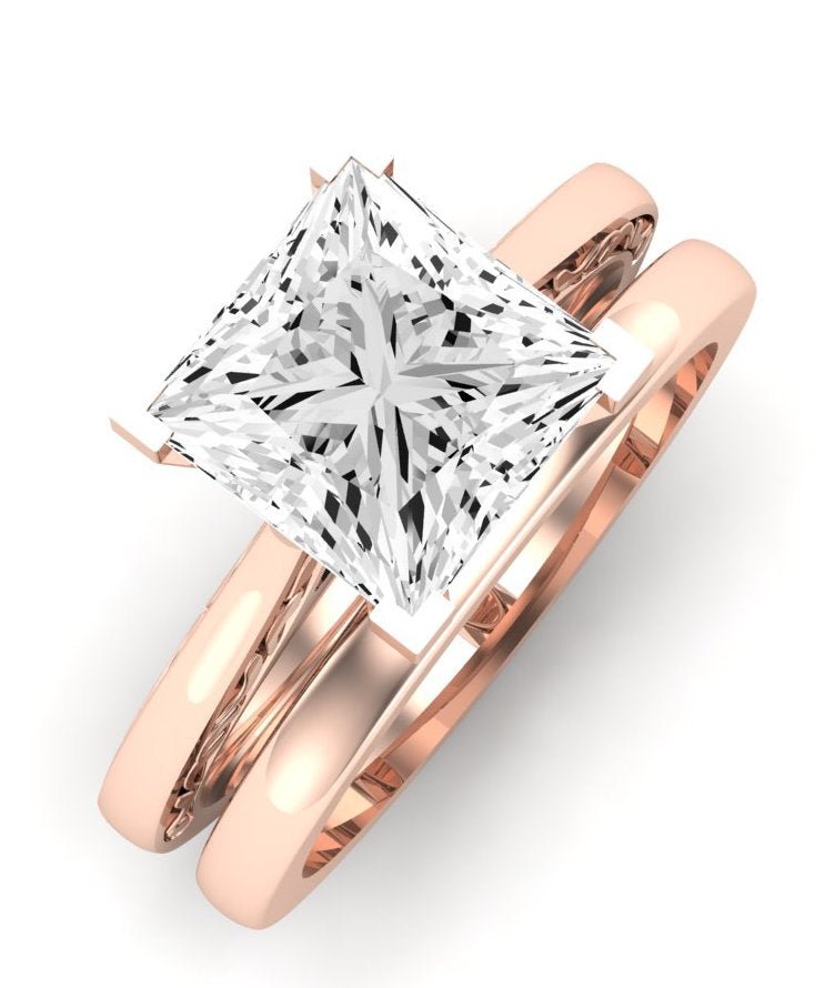 Astilbe Moissanite Matching Band Only (does Not Include Engagement Ring) For Ring With Princess Center rosegold