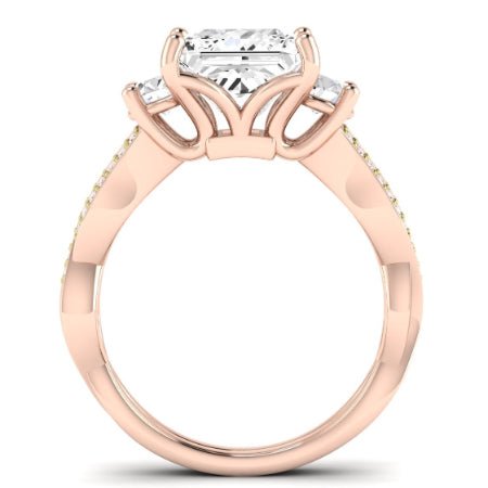 Bottlebrush Moissanite Matching Band Only (does Not Include Engagement Ring) For Ring With Princess Center rosegold