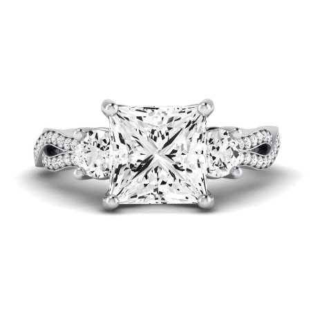Bottlebrush Moissanite Matching Band Only (does Not Include Engagement Ring) For Ring With Princess Center whitegold