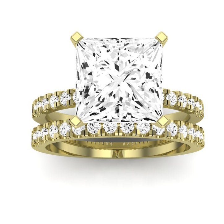 Dahlia Moissanite Matching Band Only (engagement Ring Not Included) For Ring With Princess Center yellowgold