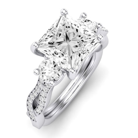 Bottlebrush Moissanite Matching Band Only (does Not Include Engagement Ring) For Ring With Princess Center whitegold