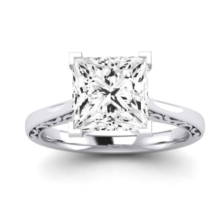 Astilbe Moissanite Matching Band Only (does Not Include Engagement Ring) For Ring With Princess Center whitegold