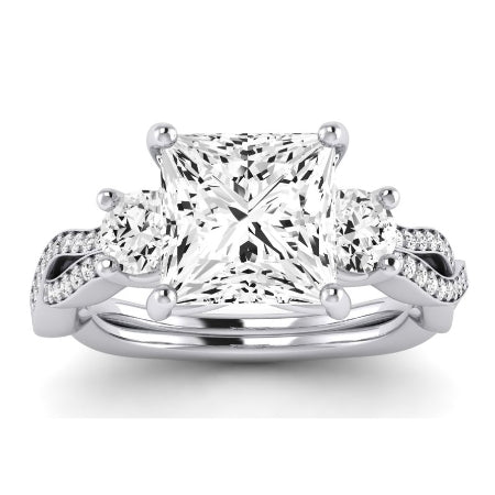 Bottlebrush Moissanite Matching Band Only (does Not Include Engagement Ring) For Ring With Princess Center whitegold