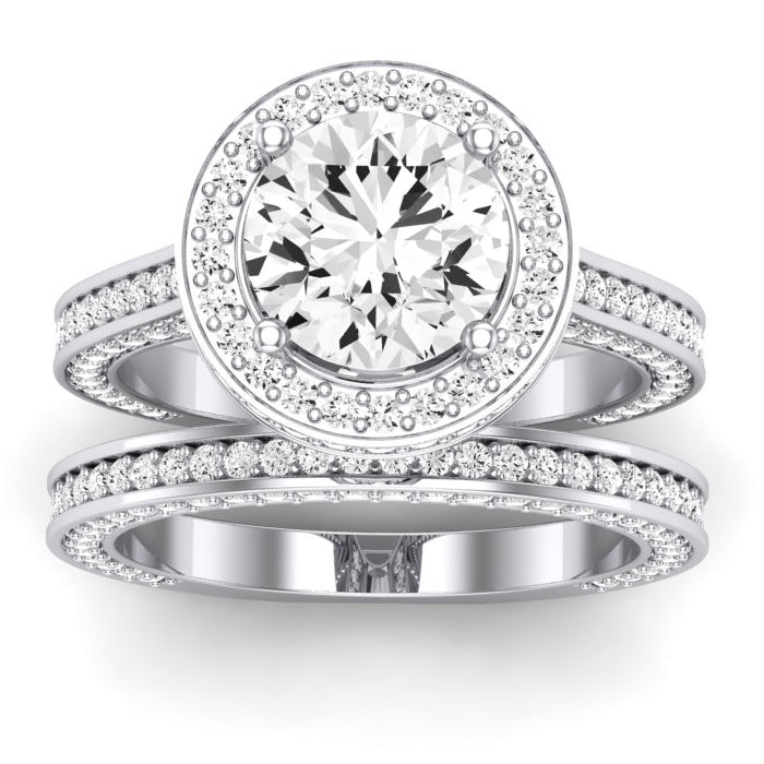 Buttercup Moissanite Matching Band Only (does Not Include Engagement Ring) For Ring With Round Center whitegold