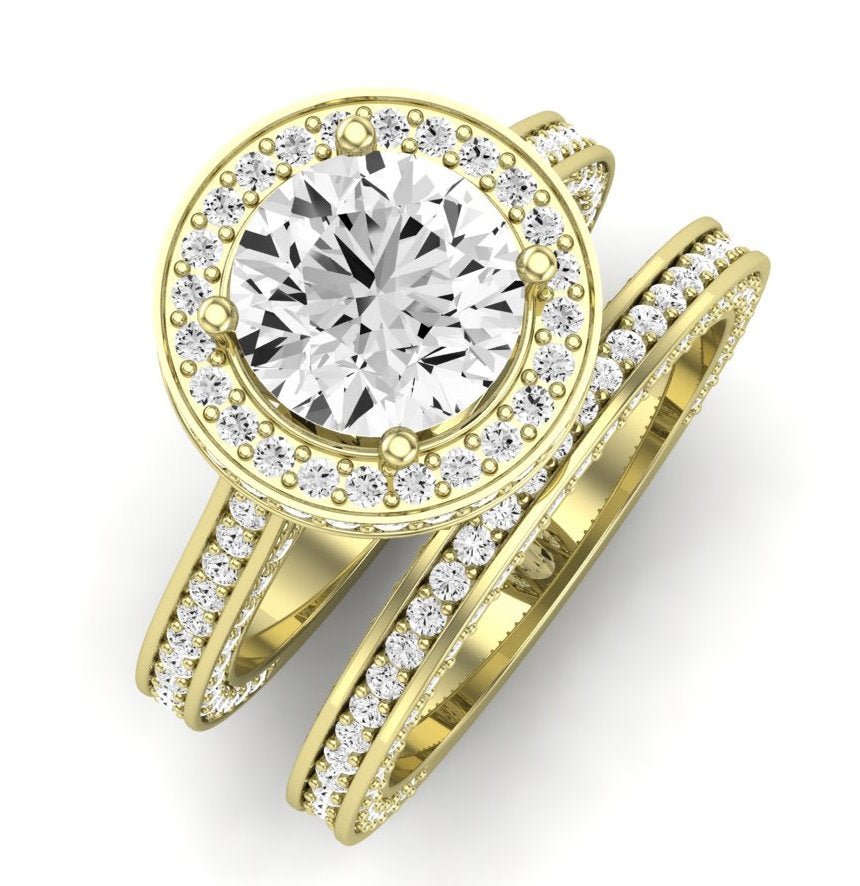 Buttercup Moissanite Matching Band Only (does Not Include Engagement Ring) For Ring With Round Center yellowgold