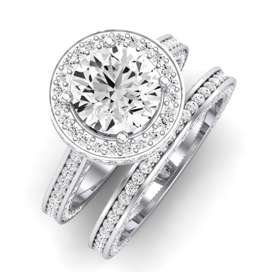 Buttercup Moissanite Matching Band Only (does Not Include Engagement Ring) For Ring With Round Center whitegold