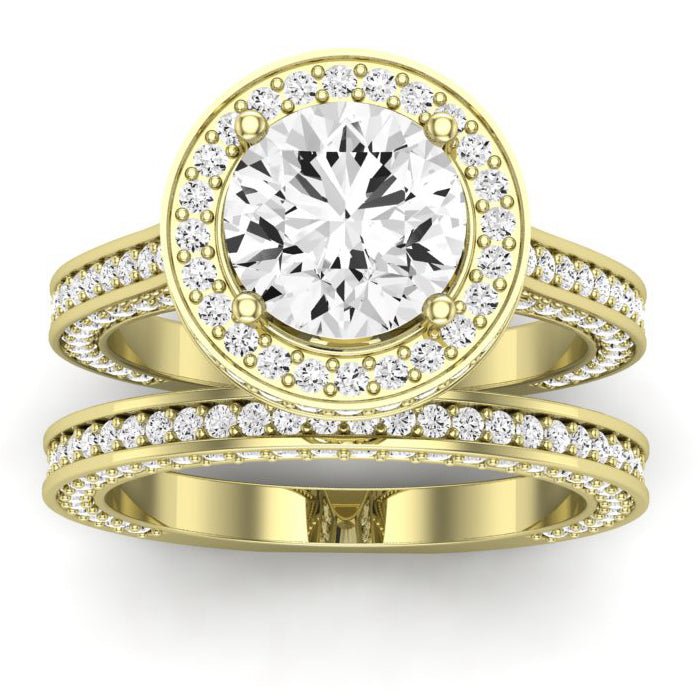 Buttercup Moissanite Matching Band Only (does Not Include Engagement Ring) For Ring With Round Center yellowgold