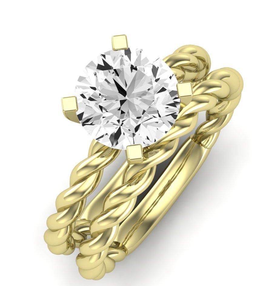 Balsam Moissanite Matching Band Only (does Not Include Engagement Ring) For Ring With Round Center yellowgold