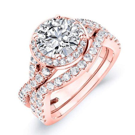 Moonflower Round Moissanite Bridal Set rosegold