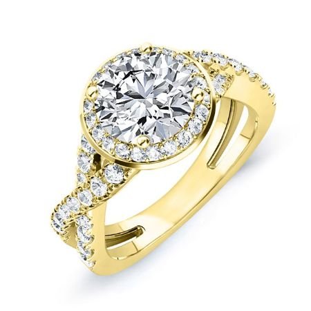 Moonflower Round Moissanite Bridal Set yellowgold