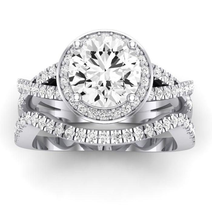 Moonflower - Round Moissanite Bridal Set