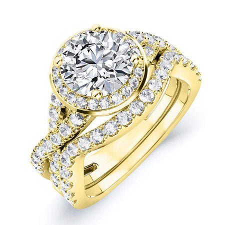 Moonflower Round Moissanite Bridal Set yellowgold