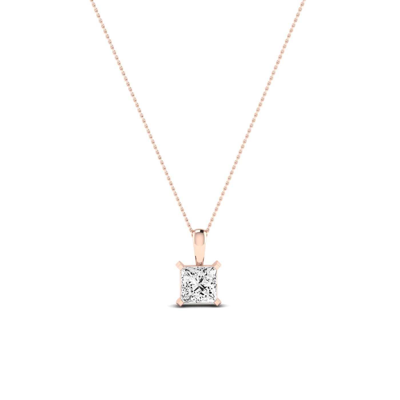 Orchid Princess Cut Moissanite Solitaire Necklace rosegold