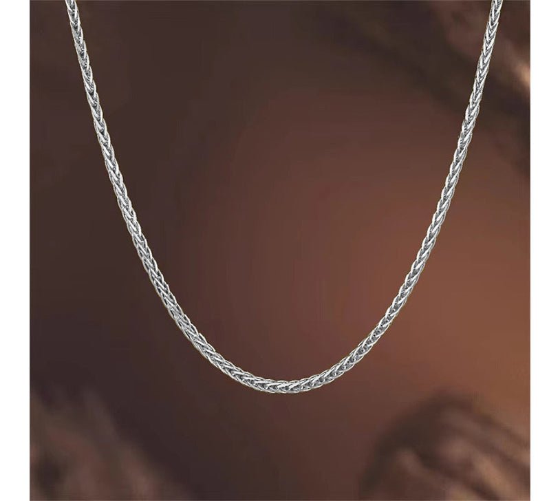 Paper Clip Link Chain Necklace White Gold