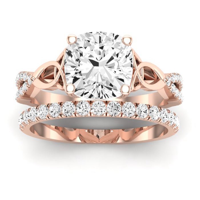 Pavonia Diamond Matching Band Only (does Not Include Engagement Ring) For Ring With Cushion Center rosegold